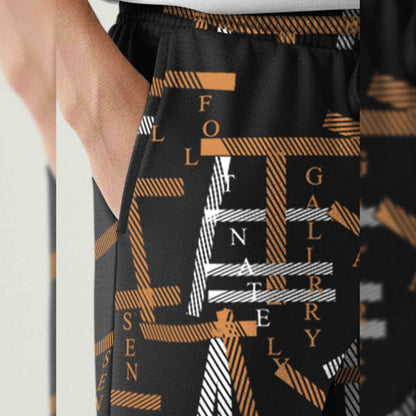 Men All Over Printed Short Black & Brown