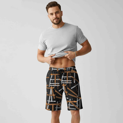 Men All Over Printed Short Black & Brown