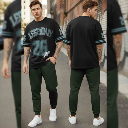 Men Tracksuit Oversized Back Printed Tshirts Plain Trackpants