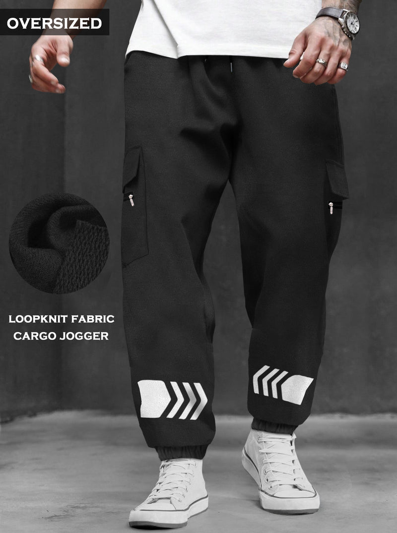 Baggy Style Black Oversized Fit Cuffed Ankle Cargo Jogger