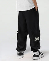 Men BLACK Printed Baggy fit oversized Cargo Jogger