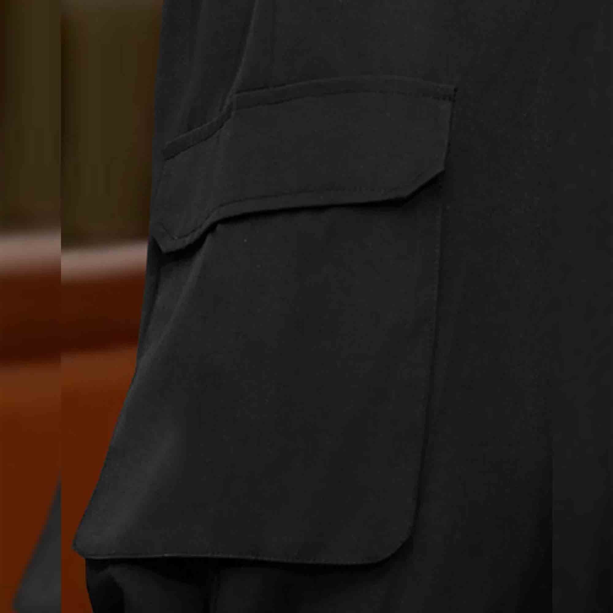 Mens Multi Pockets Plain Baggy fit oversized Cargo Jogger Black