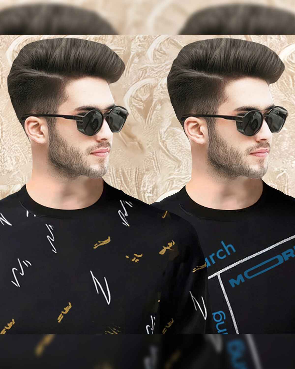 (Pack Of 2) All Over Black Printed T-shirts