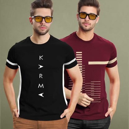 (Pack Of 2) Half Sleeve Printed Tshirts- 20 Variants
