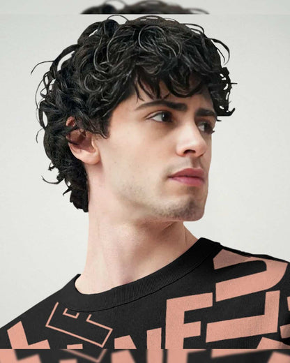 (Pack Of 2) Men Printed Black Oversized T-shirts