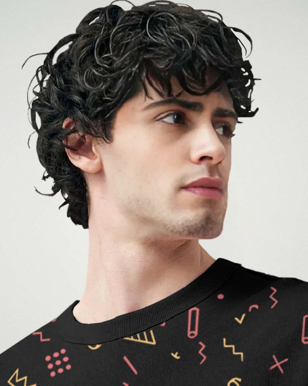 (Pack Of 2) Men Printed Oversized T-shirts Black