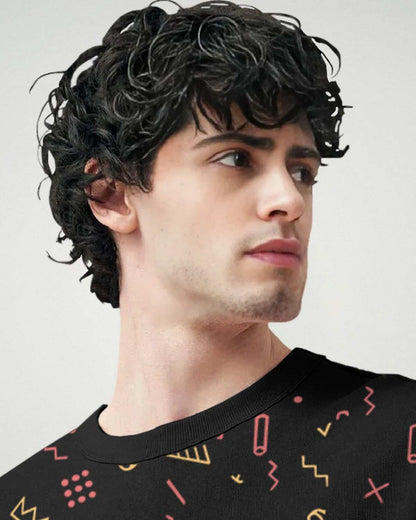 (Pack Of 2) Men Printed Oversized T-shirts Black