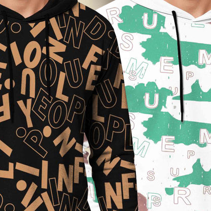 (Pack Of 2) Printed Hooded Full Sleeve T-shirt Black & White