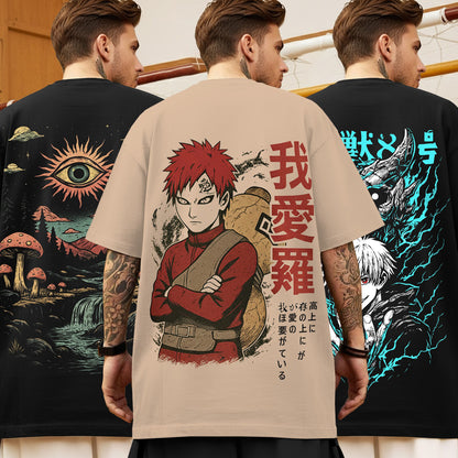 (Pack Of 3) Mens Oversized Graphic Design Back Printed T-Shirts