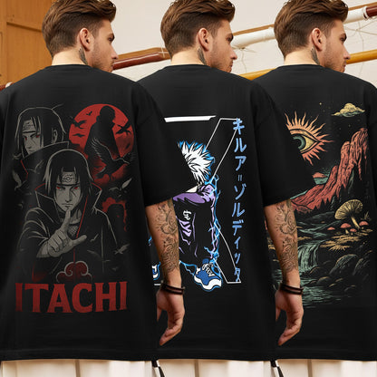 (Pack Of 3) Mens Oversized Graphic Design Back Printed T-Shirts