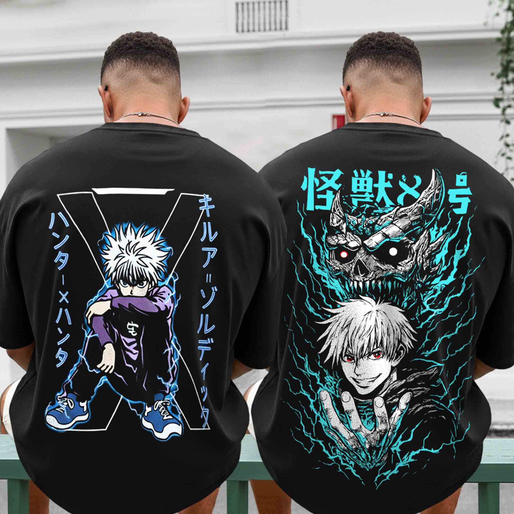 Pack Of 2 Loose Fit Back Printed Oversized Combo T shirts - 15 Variants