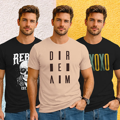 (Pack Of 3) Mens Half Sleeve Typography Printed T-shirts