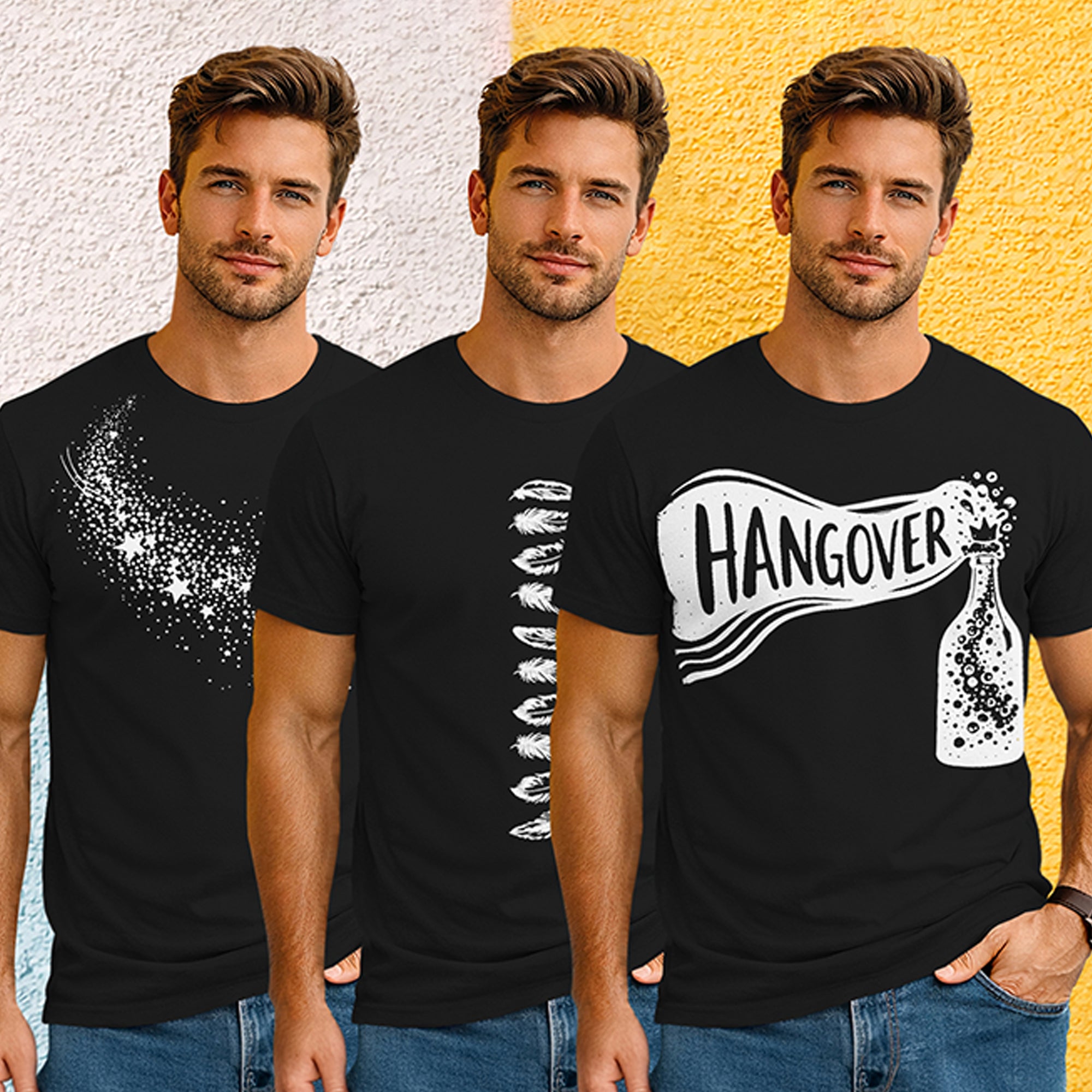 (Pack Of 3) Mens Half Sleeve Typography Printed T-shirts