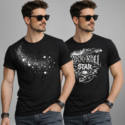 (Pack Of 2) Half Sleeve Typography Printed T-shirts