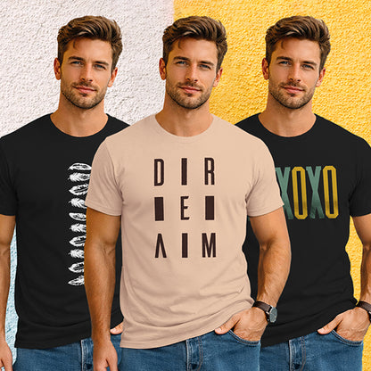 (Pack Of 3) Mens Half Sleeve Typography Printed T-shirts