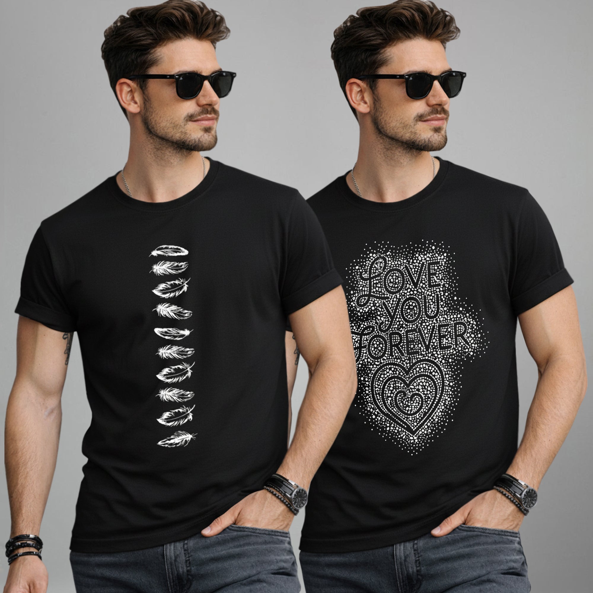 (Pack Of 2) Half Sleeve Typography Printed T-shirts