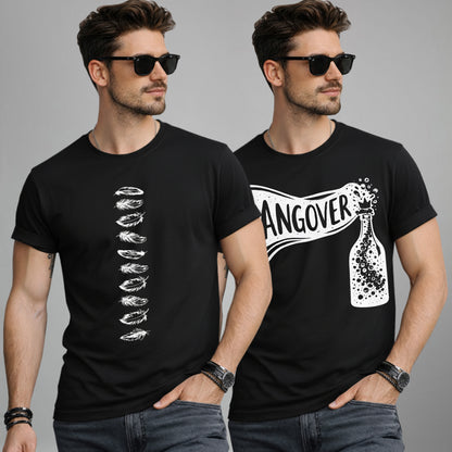 (Pack Of 2) Half Sleeve Typography Printed T-shirts
