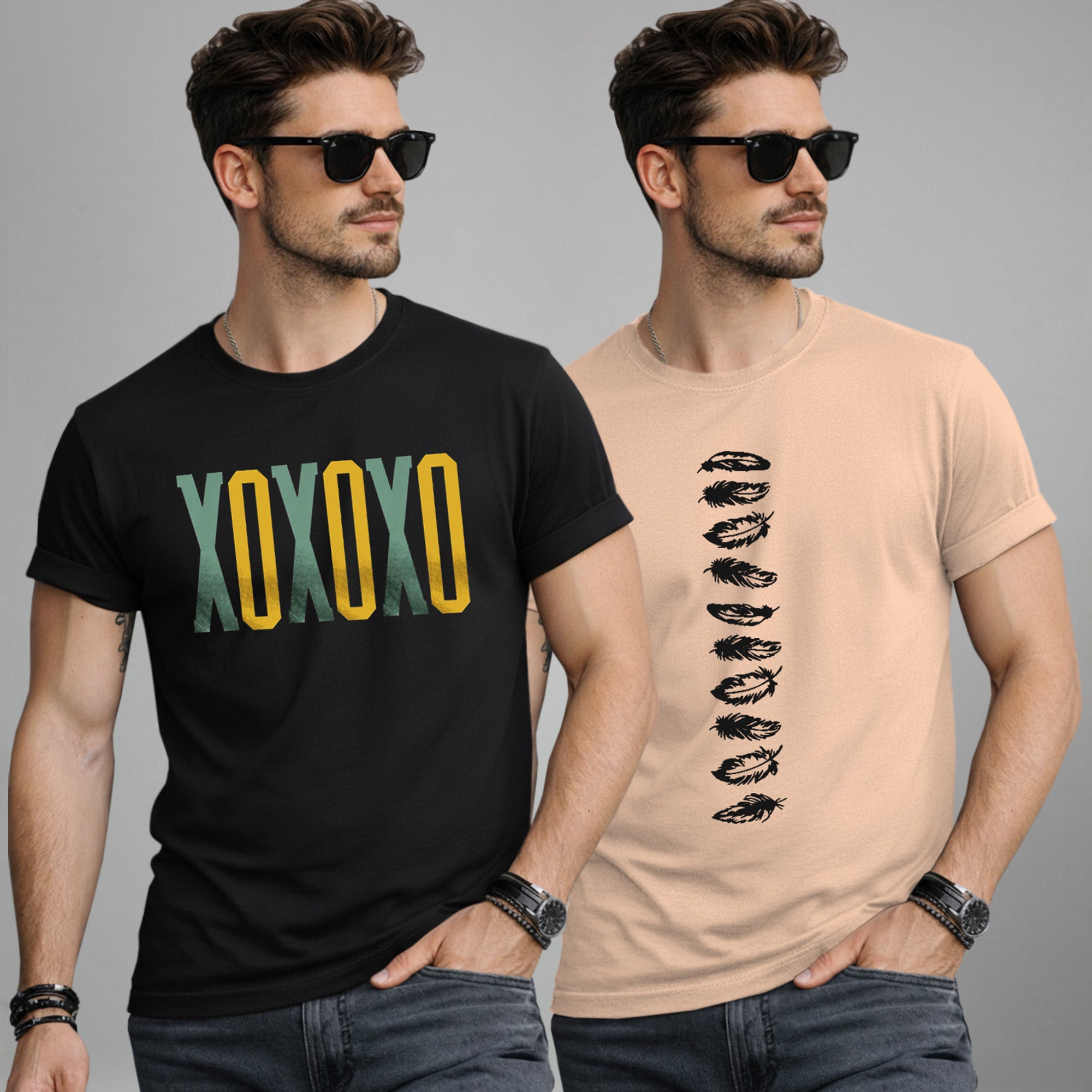 (Pack Of 2) Half Sleeve Typography Printed T-shirts
