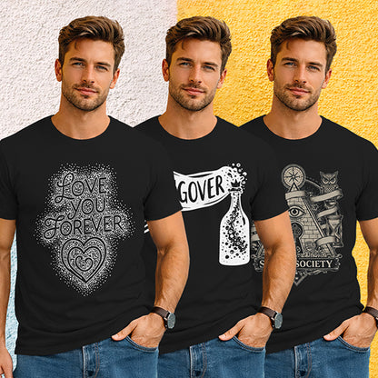 (Pack Of 3) Mens Half Sleeve Typography Printed T-shirts
