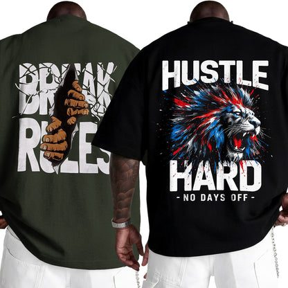 (Pack Of 2) Mens Oversized Graphic Design Back Printed T-Shirts