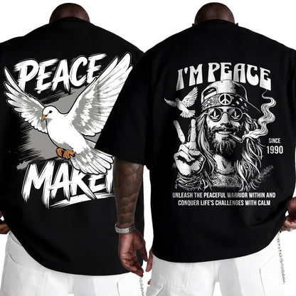 (Pack Of 2) Mens Oversized Graphic Design Back Printed T-Shirts