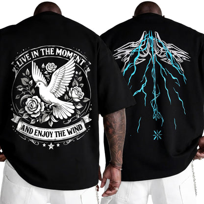 (Pack Of 2) Mens Oversized Graphic Design Back Printed T-Shirts