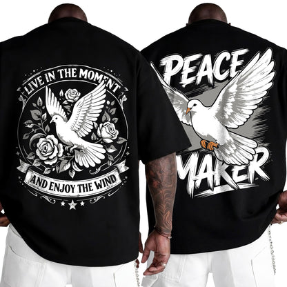 (Pack Of 2) Mens Oversized Graphic Design Back Printed T-Shirts