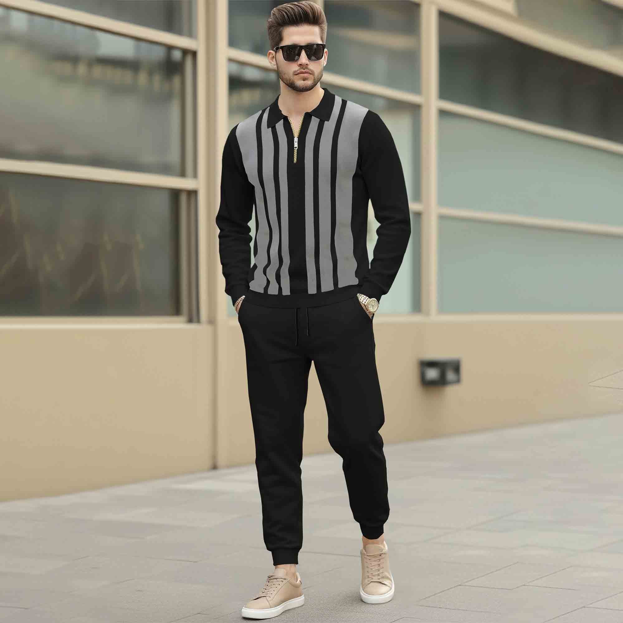 Men Tracksuit Multicolor Full Sleeve Polo T-Shirts & Track Pants-9 Variants