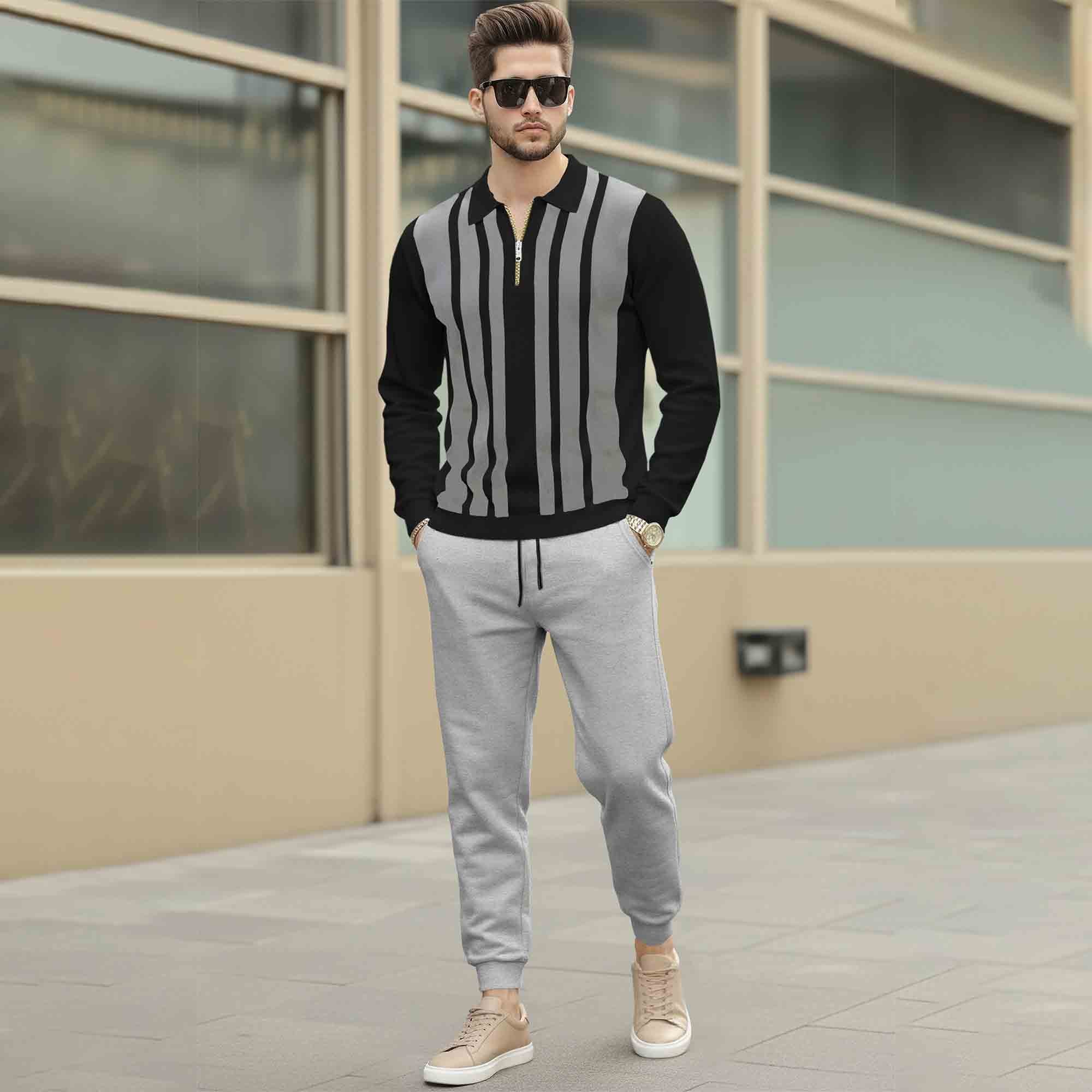 Men Tracksuit Multicolor Full Sleeve Polo T-Shirts & Track Pants-9 Variants