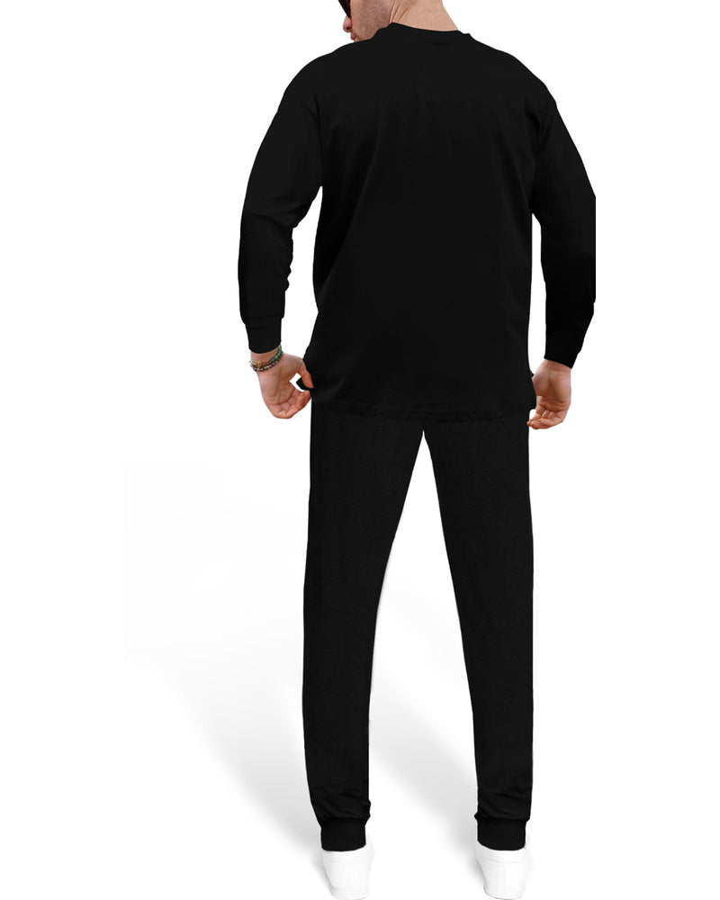 TRACKSUIT SET - FULL SLEEVE BLACK T-SHIRT & BLACK TRACKPANT