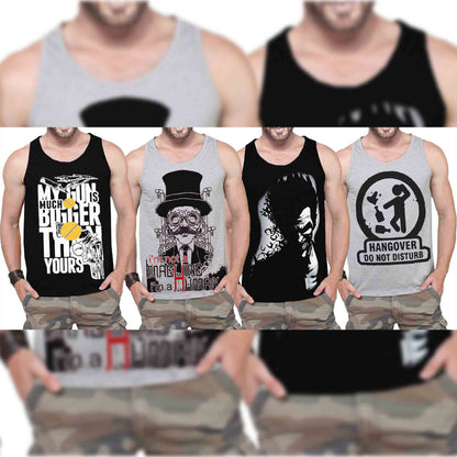 Men Printed Vest (Pack of 4) / Multicolor