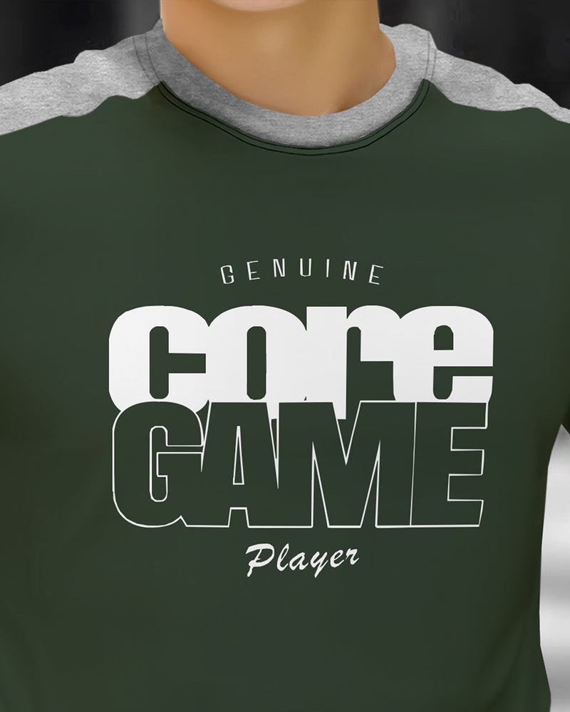 (Pack off 2) Kids Coregame Round Neck Full Sleeve T-Shirts | Black & Olive Green