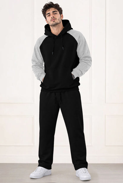 Tracksuit Men Hooded Sweatshirt & Plain Baggy Trackpants