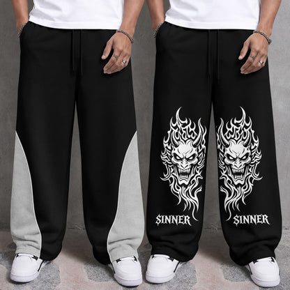 Mens Printed and Solid Baggy Track Pants Combo – Pack of 2