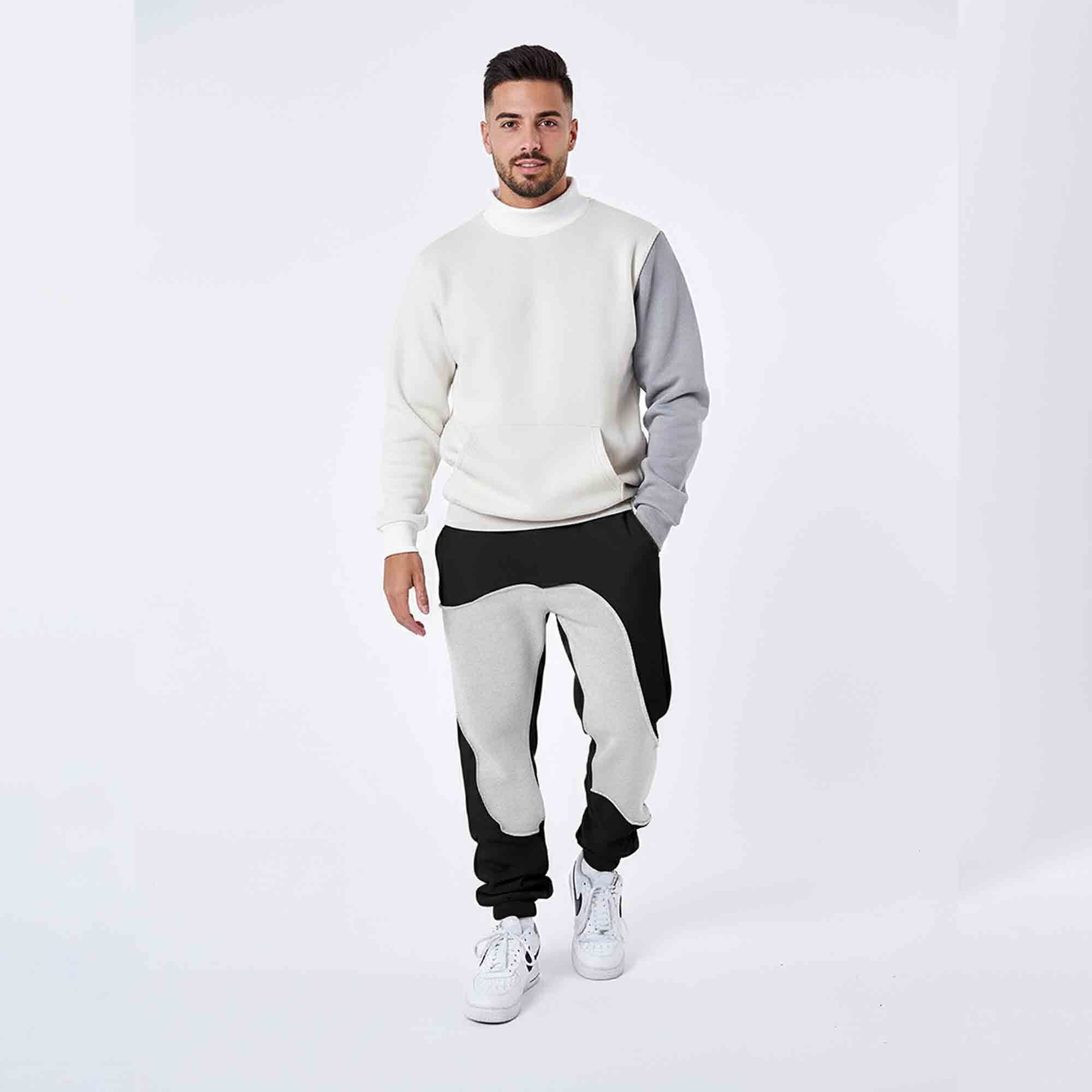 Men Solid Color Blocked Black & Grey Trackpant