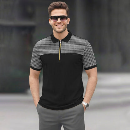 Men Quarter Zip Polo Neck Printed T-shirts