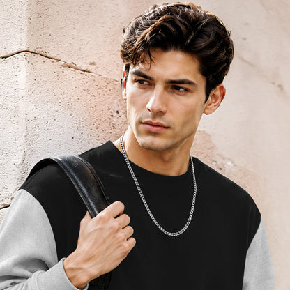 Mens Contrast Sleeve Round Neck Sweatshirt Black|Grey