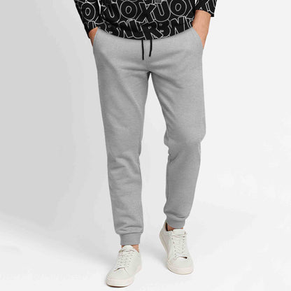 Outfit Set Full Sleeve Black Hooded Printed T-shirt Matching Grey Plain Trackpant