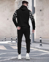 Tracksuit For Men Black Printed Jacket / Black Plain Trackpant