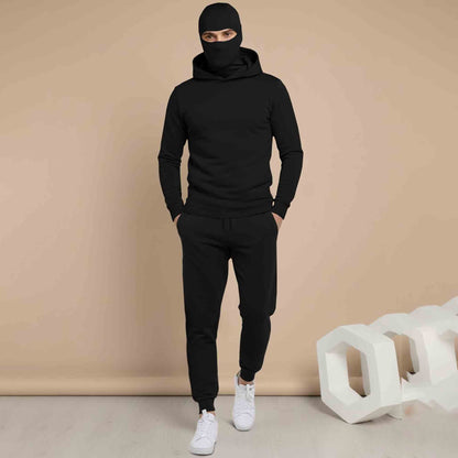 Mens Full Mask Hooded Tracksuit Set with Joggers