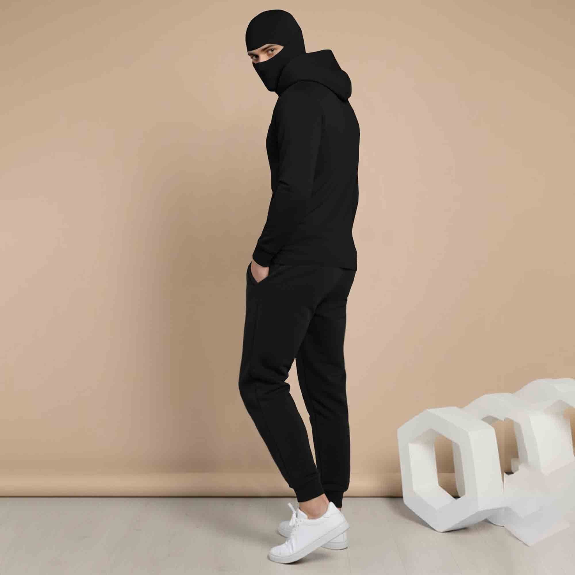 Mens Full Mask Hooded Tracksuit Set with Joggers