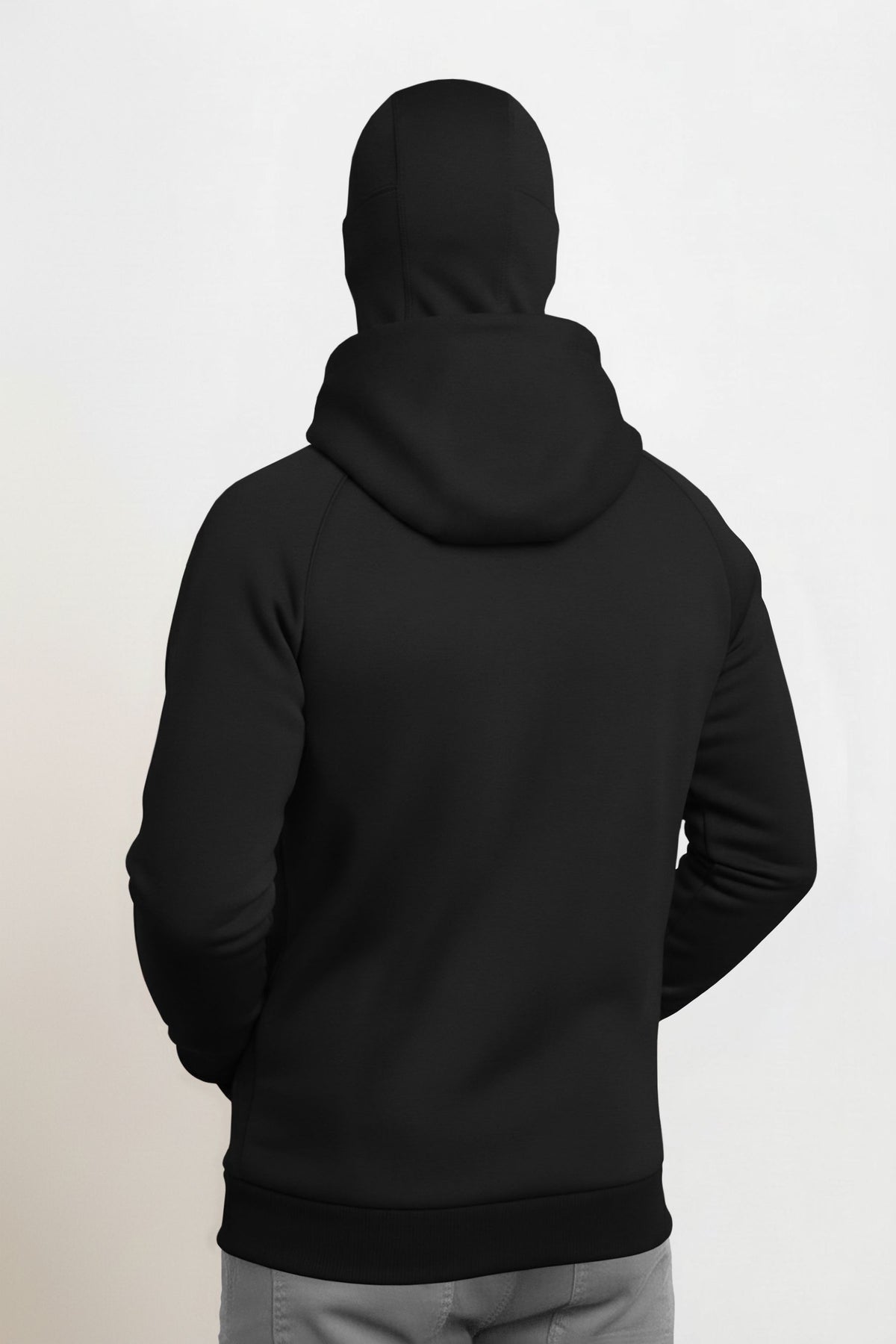 Full Sleeve Hooded Neck Mask Jacket Black