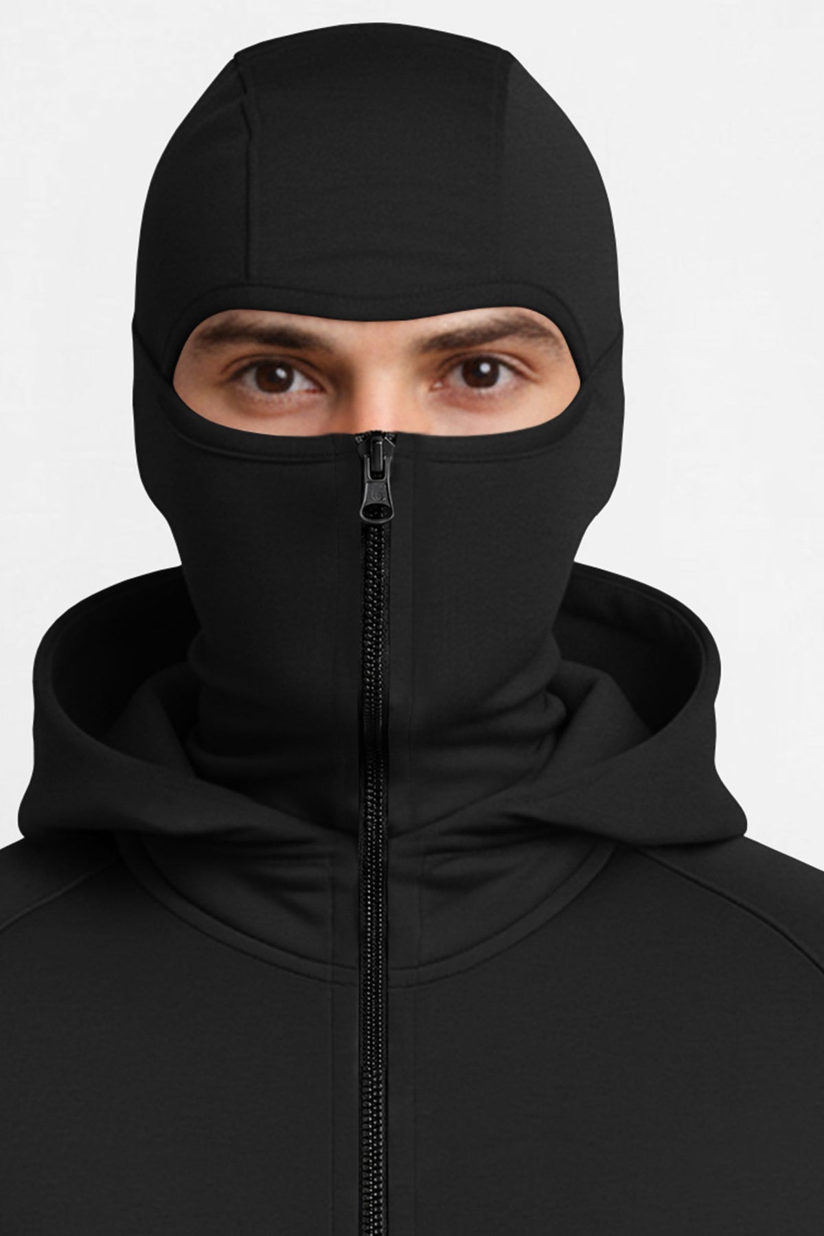 Full Sleeve Hooded Neck Mask Jacket Black