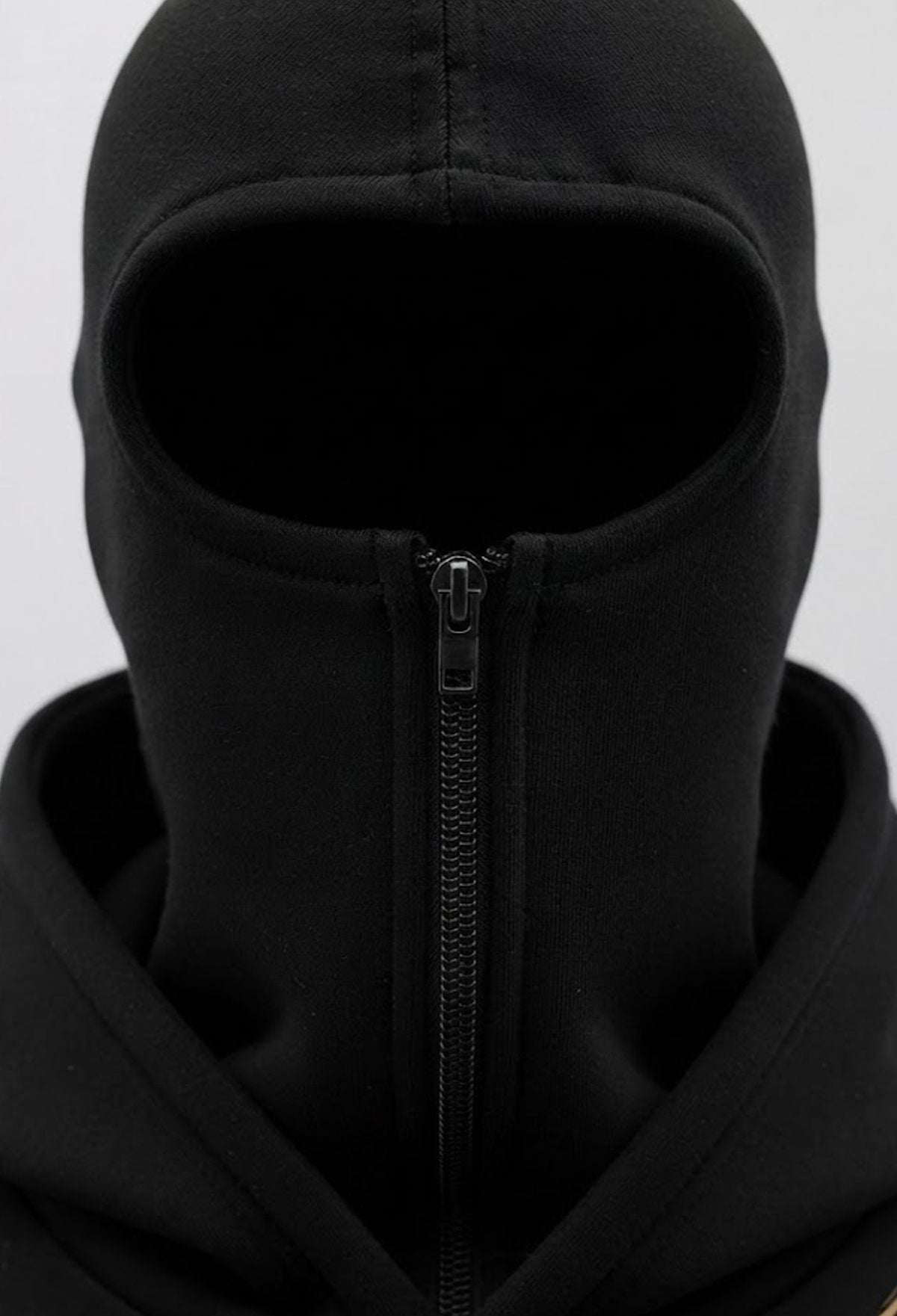 Mens Gold Lion Graphic Zip-Up Winter Balaclava Mask Jacket Black