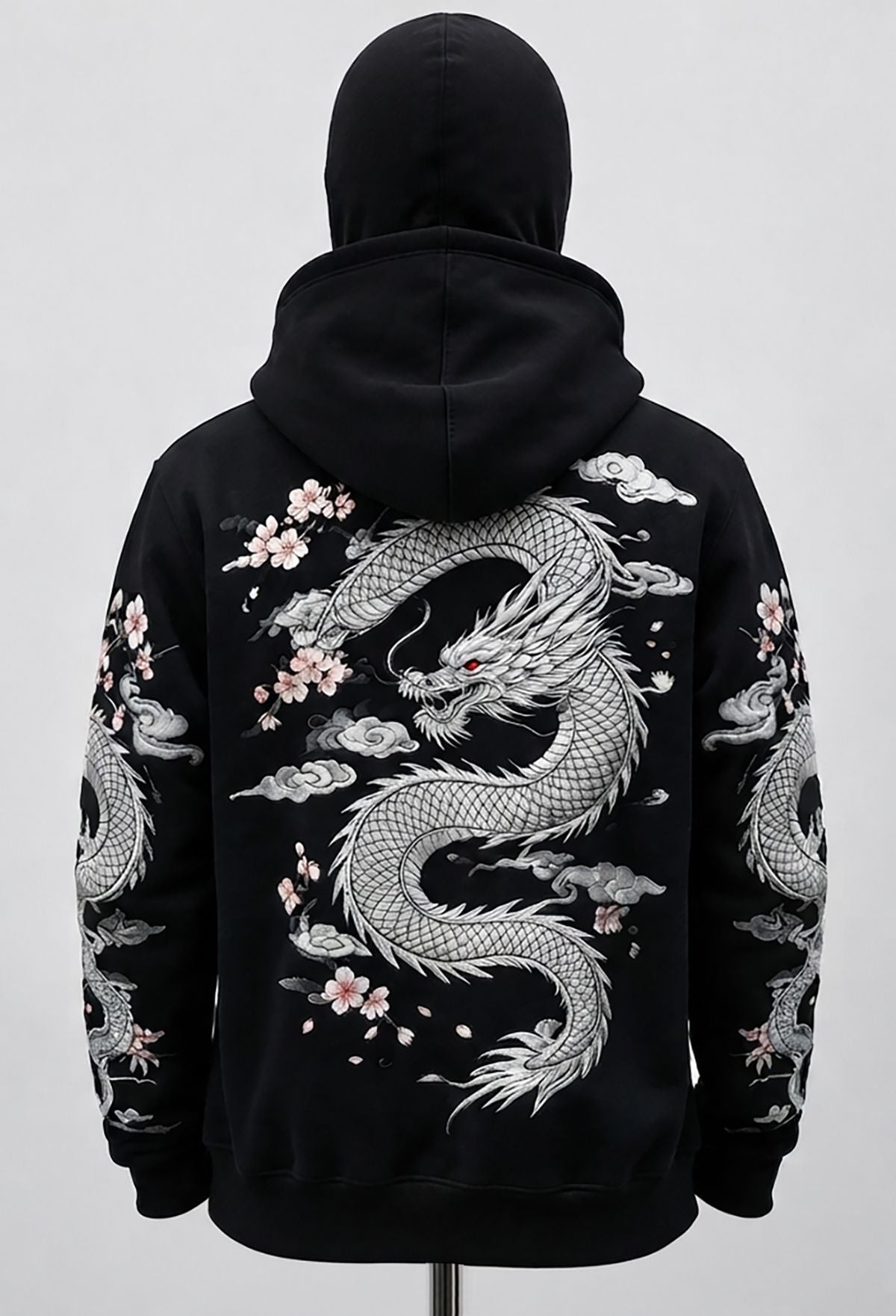 Mens Back Prined Graphic Design Zip-Up Winter Mask Jacket Black