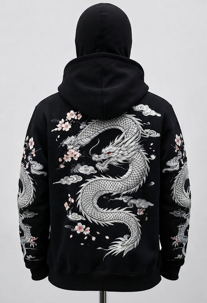 Mens Back Prined Graphic Design Zip-Up Winter Mask Jacket Black