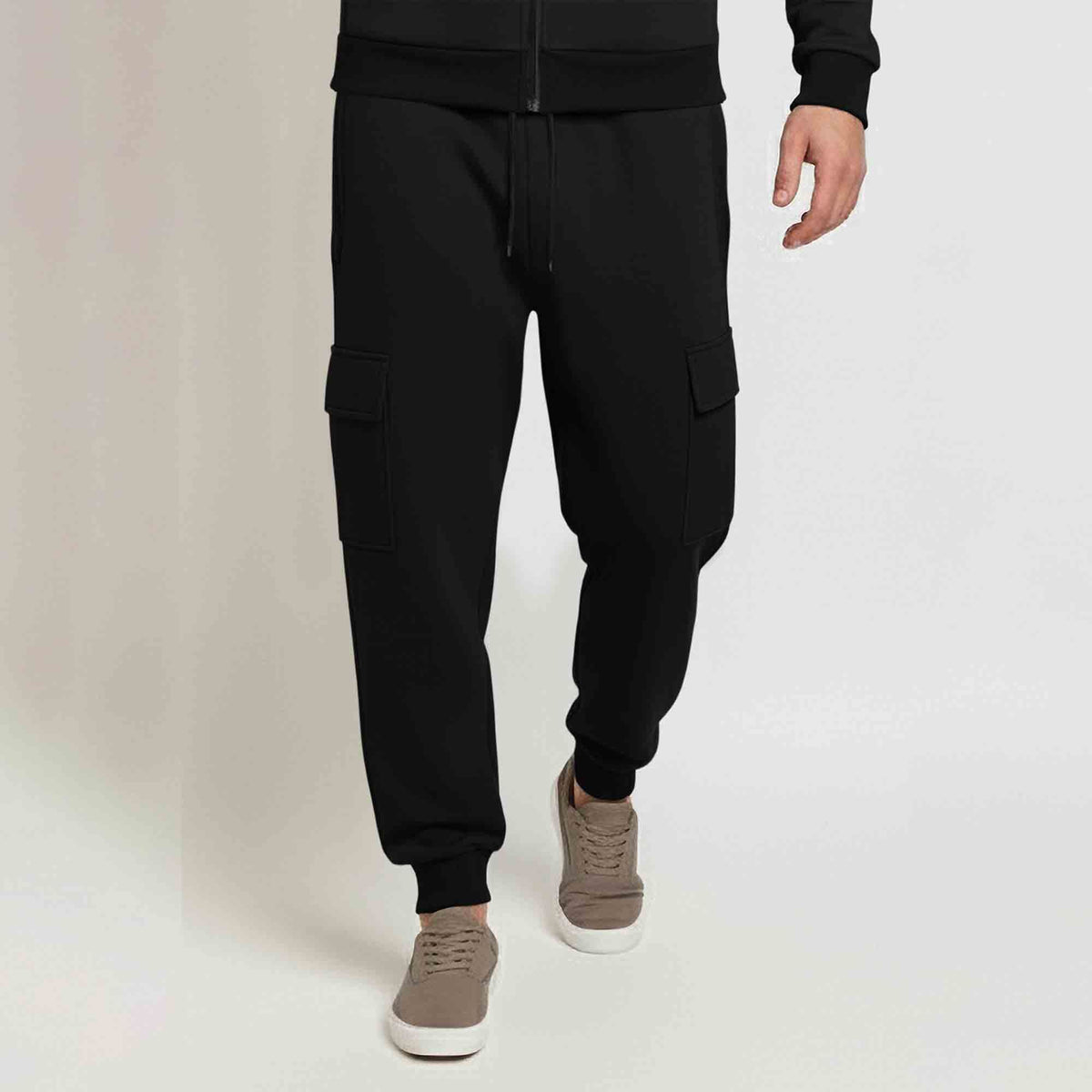 Tracksuit For Winter Mask Black Jacket - Plain Black Cargo Pant