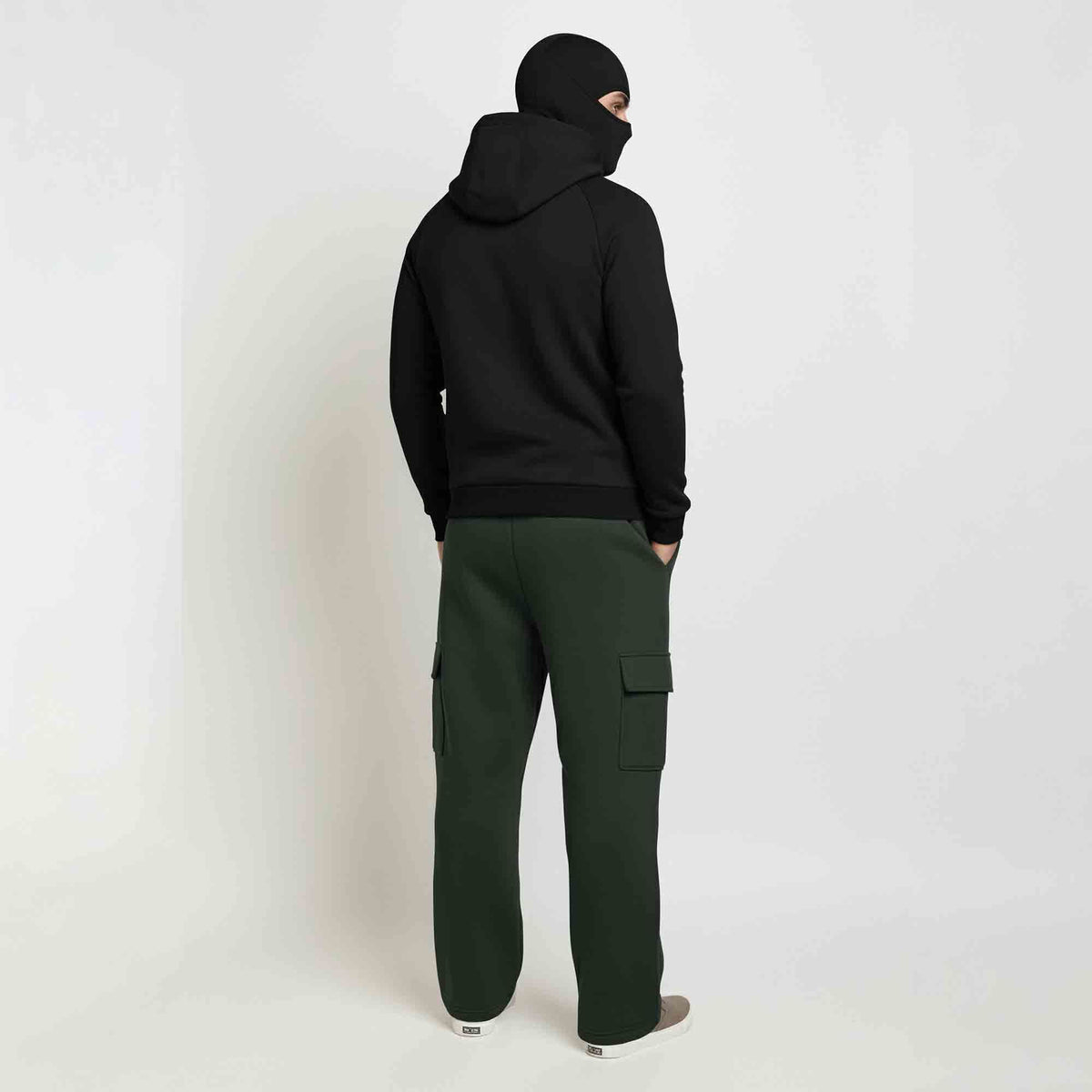 Tracksuit For Winter Mask Black Jacket - Olive Plain Baggy Cargo