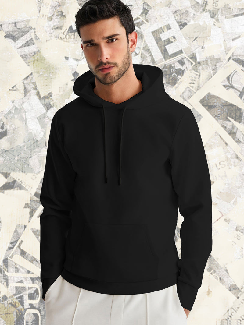 Full Sleeve Fleece Black Color Plain Sweatshirt