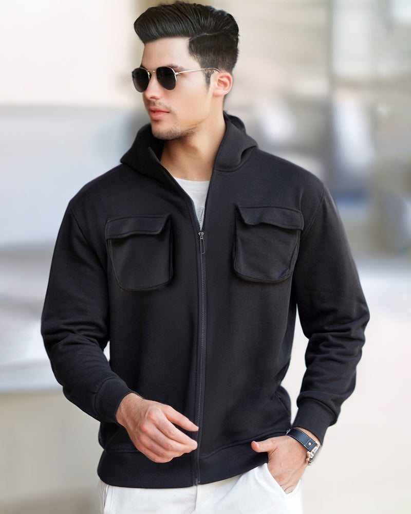 mens black hooded jacket